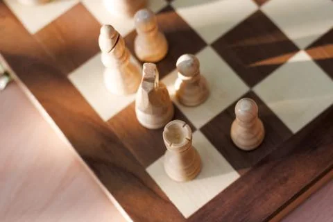 Chess game white figures Stock Photos