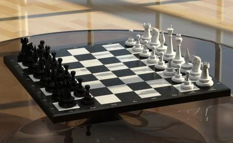 Chess on a glass table Stock Illustration