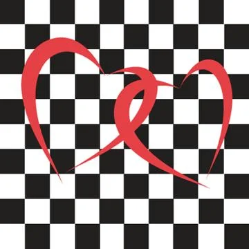 Chess hearts on the chess background Stock-Illustration