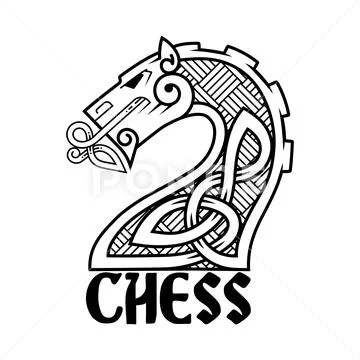 Chess horse in the Celtic style. Stock Illustration