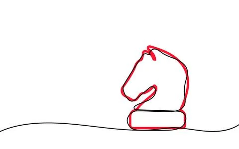 Chess horse. Continuous one line drawing of chess horse. Vector illustration. Stock Illustration