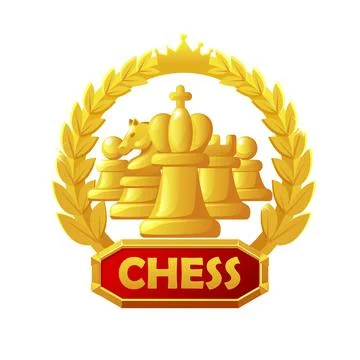 Chess icon with chess figures and laurel wreath Illustrazione stock
