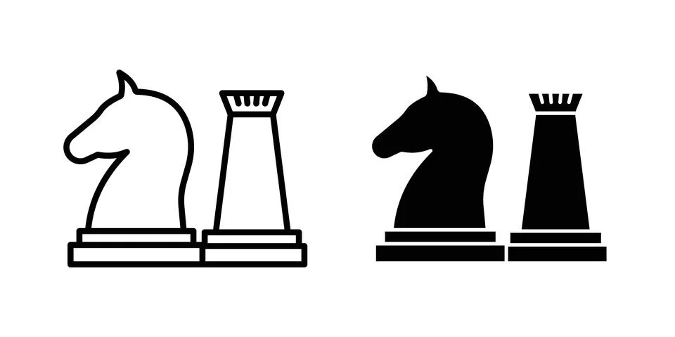 Chess icon symbol  illustration bundle in black colour Stock Illustration