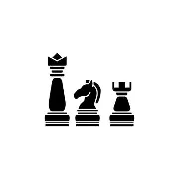 Chess icon vector white on a black background Stock Illustration