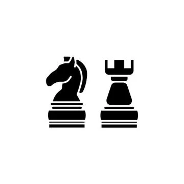 Chess icon vector white on a black background Stock Illustration