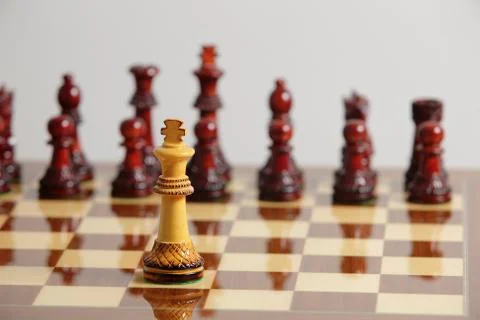 Chess king alone in danger Stock Photos