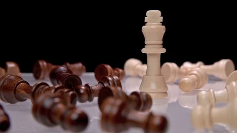 Chess king among the defeated enemy Stock Footage 79791102
