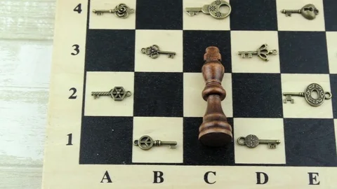 The chess king among keys Stock Footage 79640089