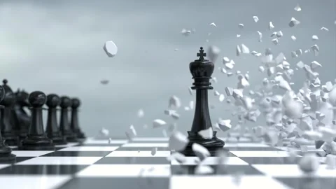The chess king crashed into the chess knight until he was broken Stock Footage 240474591