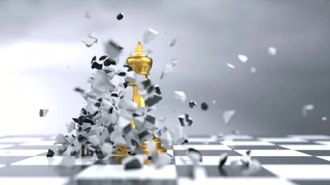 The chess king crashed into the chess knight until he was broken Stock Footage 240474592