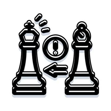 Chess king facing check warning from bishop Stock Illustration
