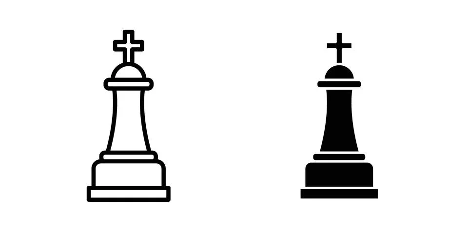 Chess king icon silhouette vector set. thin line pack Stock Illustration