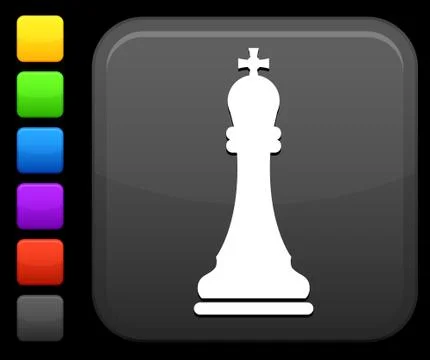 Chess king icon on square internet button Stock Illustration