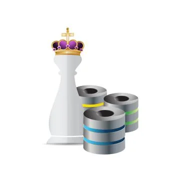 Chess king piece and data base storage cloud Stock Illustration