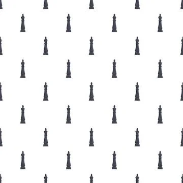Chess king piece repeating pattern on white background Stock Illustration