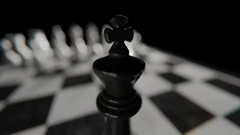 Chess King Piece Standing on a Black and White Checkered Game Board 库存影片 331109946