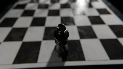 Chess King Piece Standing on a Checkered Game Board During a Strategic Match Stock Footage 331109948