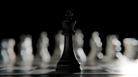Chess King Piece Standing Tall on a Marble Board in a Strategic Game Setup Stock Footage 331109938