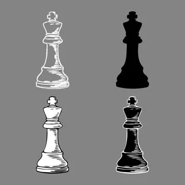 Chess king sketch set with bold graphic styles Stock Illustration