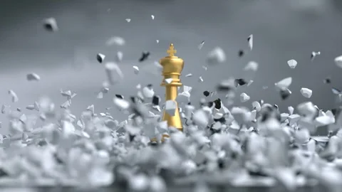 The chess king is surrounded by broken chess pieces, business strategy concept Video stock 240368943
