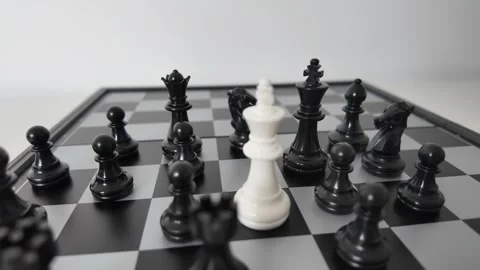 Chess King Surrounded by Opponent Pieces During Checkmate Stock Footage 339660227
