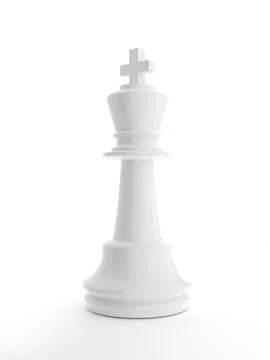Chess King White On White Background - 3D Illustration Render Stock Illustration