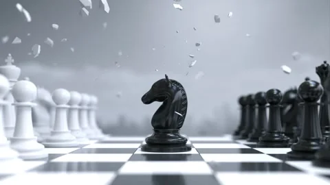 The chess knight collided with the chess king to pieces Видео 240368938