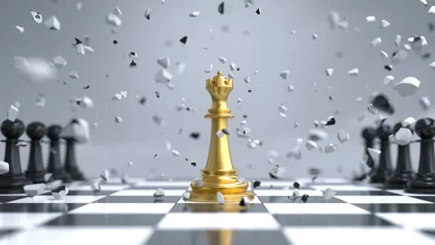 The chess knight collided with the chess queen to shreds Stock Footage 240614962