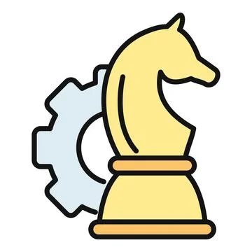 Chess knight gear icon representing business strategy Stock Illustration