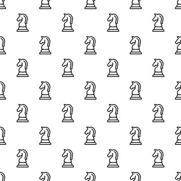 Chess knight piece repeating pattern on white background 스톡 일러스트