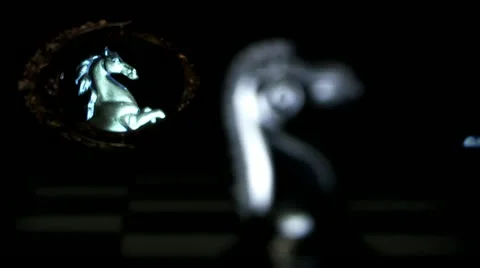Chess knight sees himself in the mirror monument Stock Footage 16312196