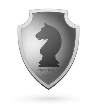 Chess knight on a shield. Chess concept design Stock Illustration