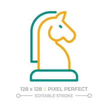 Chess knight two color line icon Stock Illustration