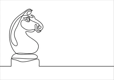 Chess knight vector -continuous line drawing Stock-Illustration