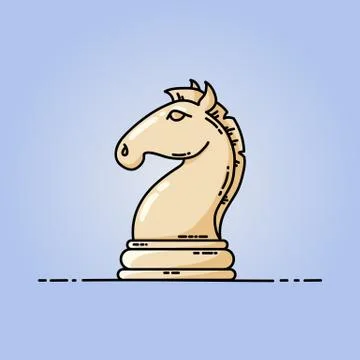 Chess knight vector flat icon. Vector illustration on blue background Stock Illustration