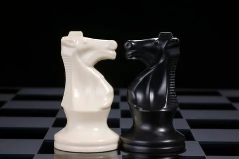 Chess Knights Face to Face Stock Photos