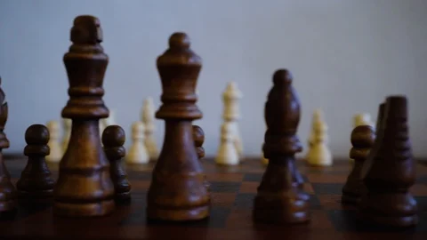 Chess L to R Pan with Black Focus Video stock 124336515