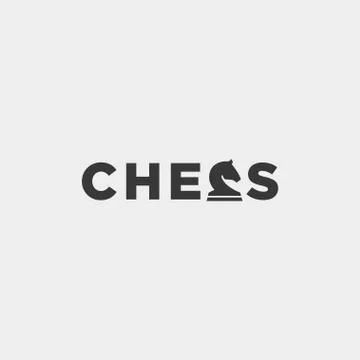 Chess logo type vector design illustration, typography logo for chess Stock Illustration