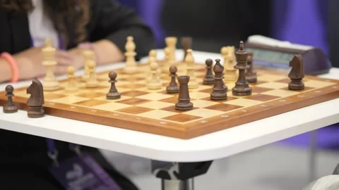 Chess match in progress Stock Footage 345679745