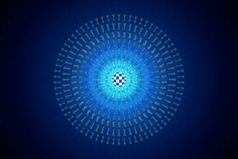 Chess matrix (metaphor). Hi-tech ornament. 3D render illustration Stock Illustration