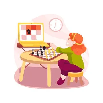 Chess online class isolated cartoon vector illustration. Stock Illustration
