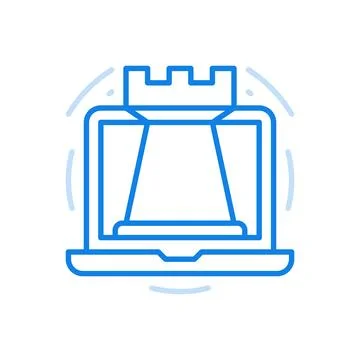 Chess online vector line icon. Ancient competitive strategy game. Large rook  イラスト素材