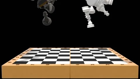 Chess Open Up Box Falling Figures On Board Stock Footage 155843396