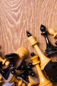 Chess on paper background. Face to face, first step. Copy space for text Stock-Fotos
