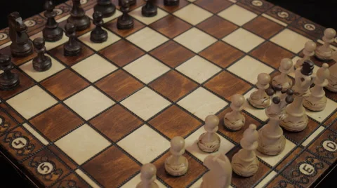 Chess. Party. The first move. Pawns. Stock Footage 40586060