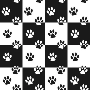 Chess pattern with footprints of home pet Stock Illustration