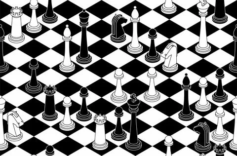 Chess pattern seamless. chess pieces set background Illustrazione stock