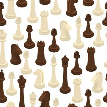 Chess pattern seamless. chess pieces set background Stock Illustration