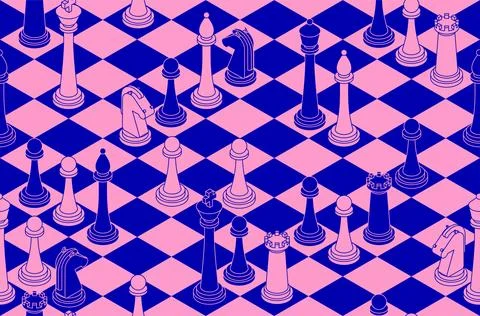 Chess pattern seamless. chess pieces set background Stock Illustration