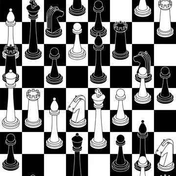 Chess pattern seamless. chess pieces set background Stock Illustration